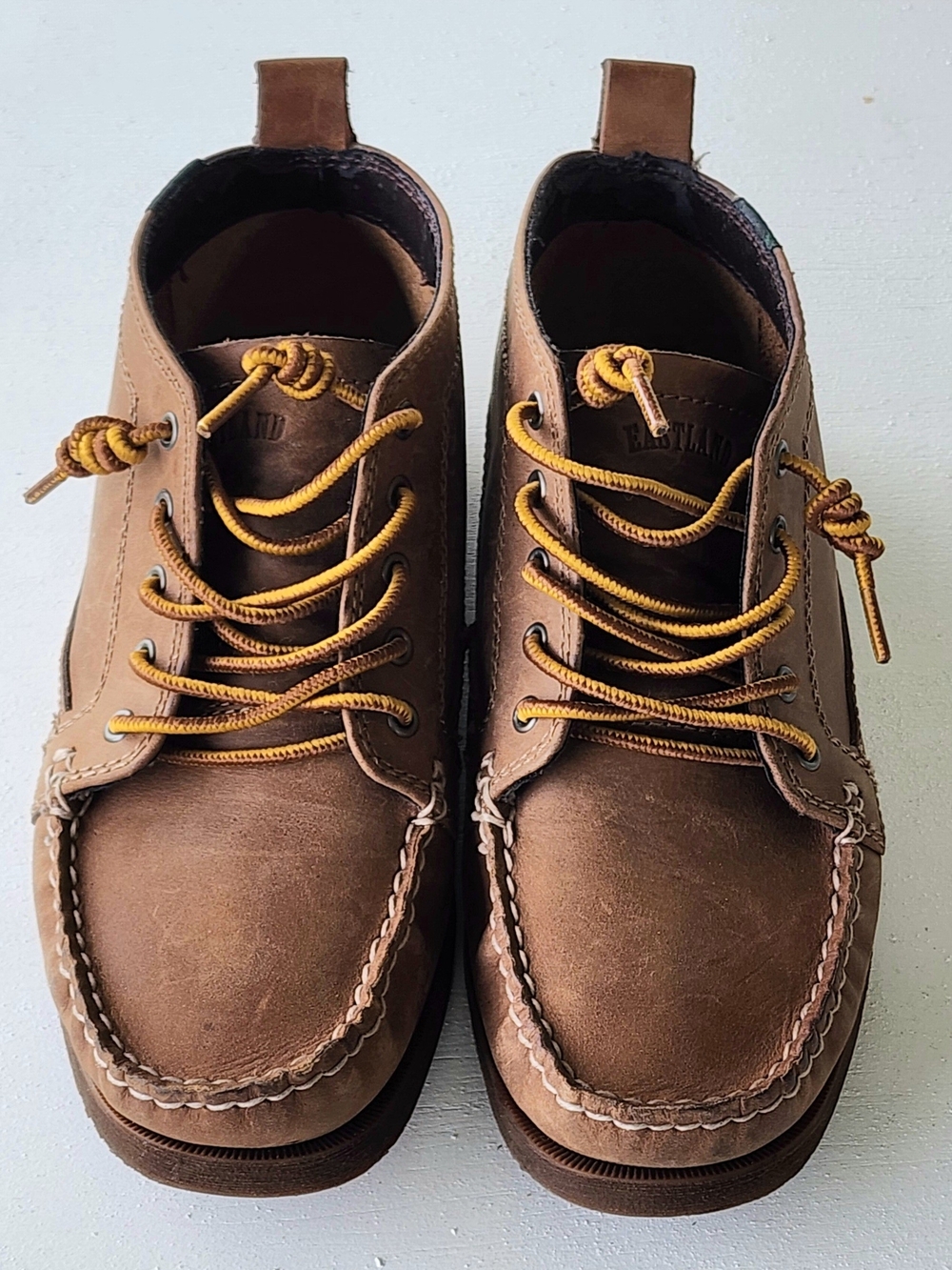 Eastland Brown Leather Chukka Boots with Yellow Laces